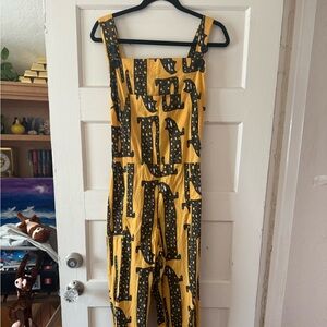 RARE Nooworks Classic Overalls in Long Cat print Womens Large